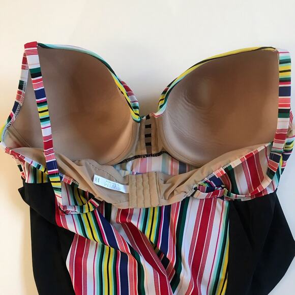 Lane Bryant Cacique Swim Tankini Top 46DD Full Bra EUC Stripe Beach Underwire - Picture 7 of 11